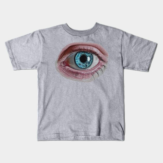 blue eye drawing Kids T-Shirt by cristianvan